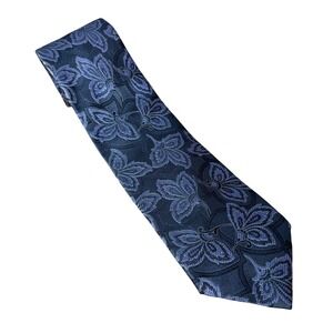 Ermenegildo Zegna Silk Tie Mens OS Purple Grey Floral Leaf Excellent Italy